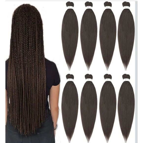 Pre-Stretched Synthetic Braiding Hair 26'' Hair Color #4 6 Packs Extentions - Picture 2 of 3